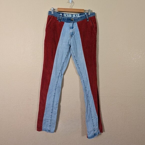 Customized Wrangler Mixed Media Skinny Jeans Corduroy Midrise Indie - Picture 1 of 7